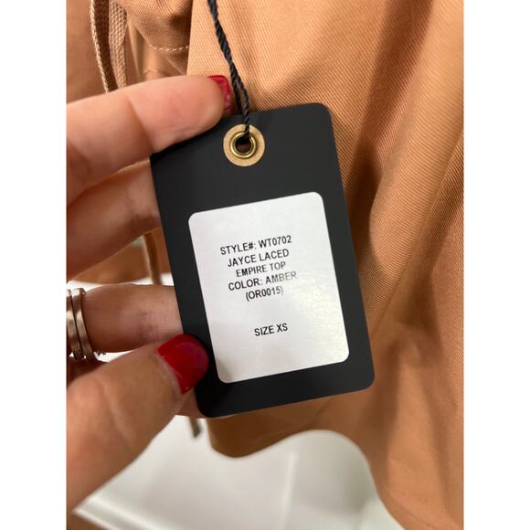 NWT Marissa Webb Spaghetti Strap Jayce Linen Laced Empire Top Amber Size: XS - Picture 6 of 8